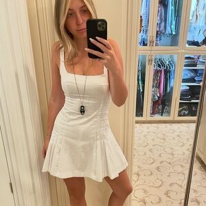 Zara white box pleated dress